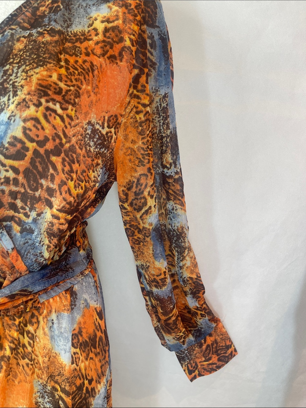 Wrap Maxi Dress in Orange and Blue Animal Print - Picture 5 of 14